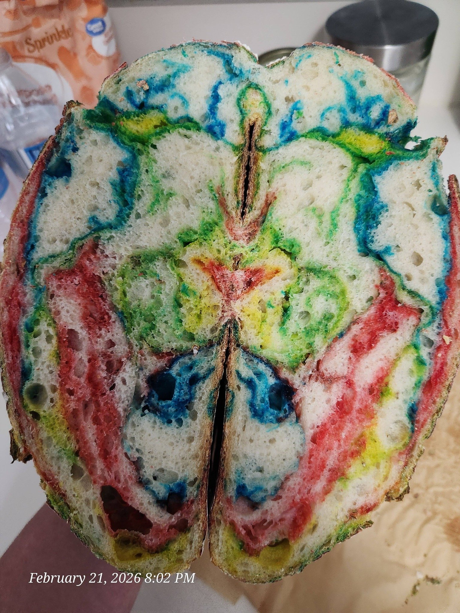 Wow here’s the 8 Colored Tie Dye Sourdough Loaf – I’m Loving These Colors and This Scoring That I’ve Never Done Before