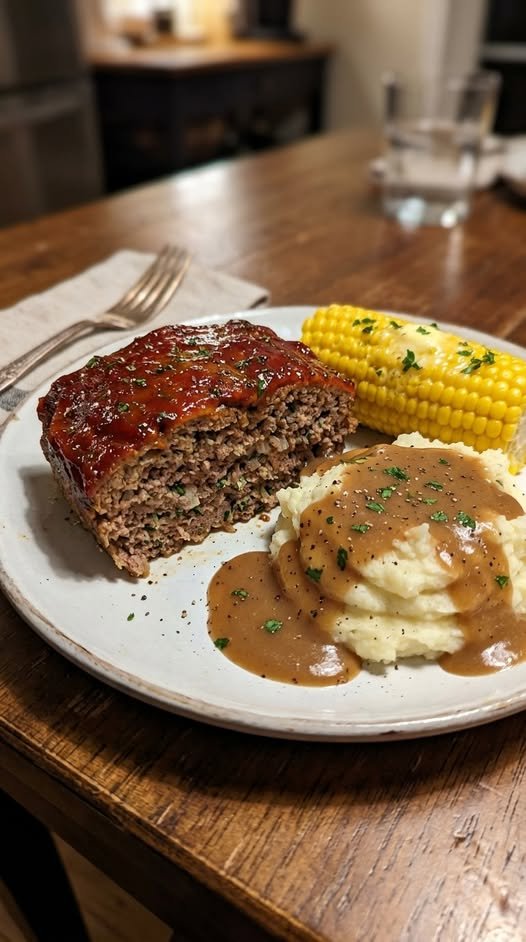 Meatloaf, Mash Potatoes Gravy, Corn – Classic Comfort Meal Made Easy