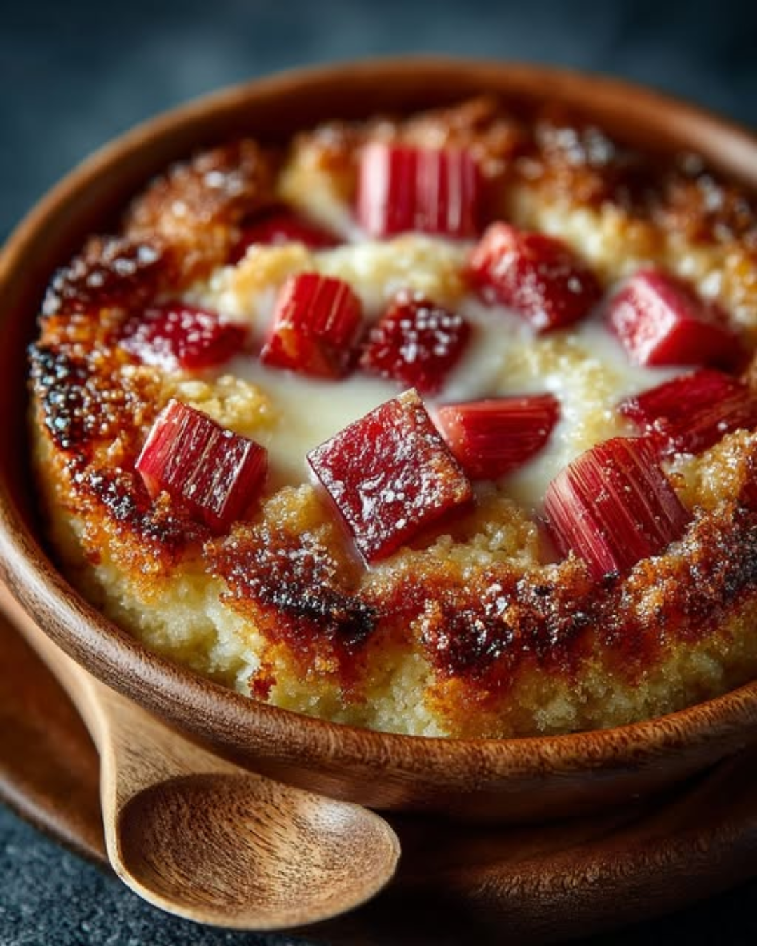 Baked Sticky Rhubarb Pudding
