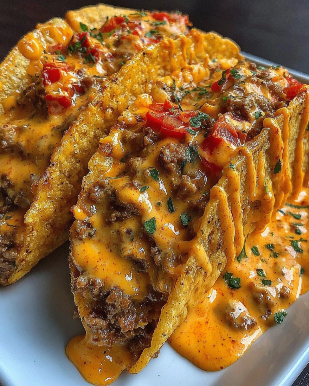 Cheesy Rotel Beef Tacos